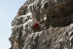 Bergsteiger auf den brühmten Felsbändern