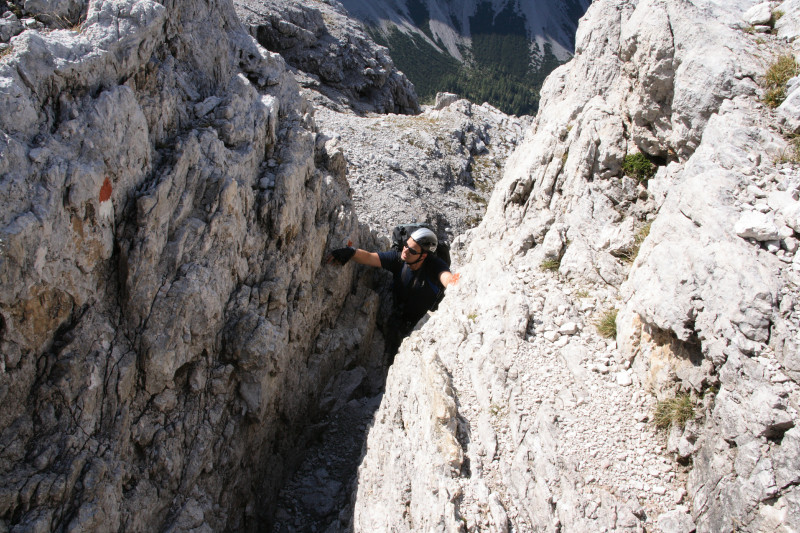 Einfache ungesicherte Kletterpassage Sentiero SOSAT